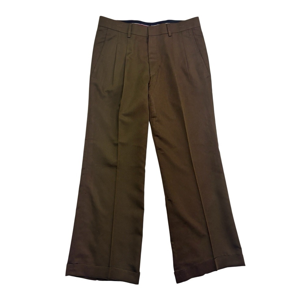 NEW vtg Bespoke Tailored 34x30 Brown Wool Cashmere Pants Trousers Pleat Wide Leg